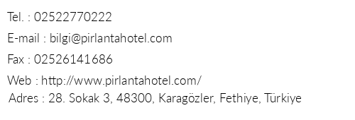 Prlanta Hotel & Spa telefon numaralar, faks, e-mail, posta adresi ve iletiim bilgileri